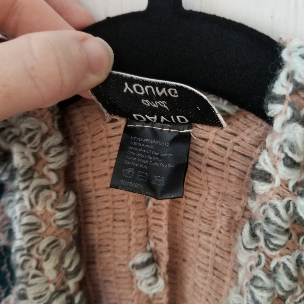 David & Young Multi Knit Pink Poncho Wrap One Size - Picture 6 of 7